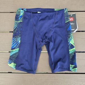 TYR Youth Boy's Durafast Elite Axis Hero Blue Green  Jammer Sz 24 NEW